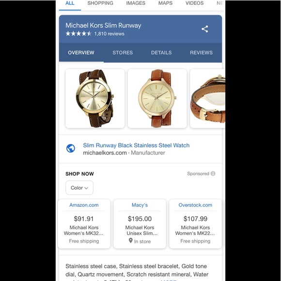 Michael Kors Slim Runway MK2256 Tan Watch - Picture 5 of 5